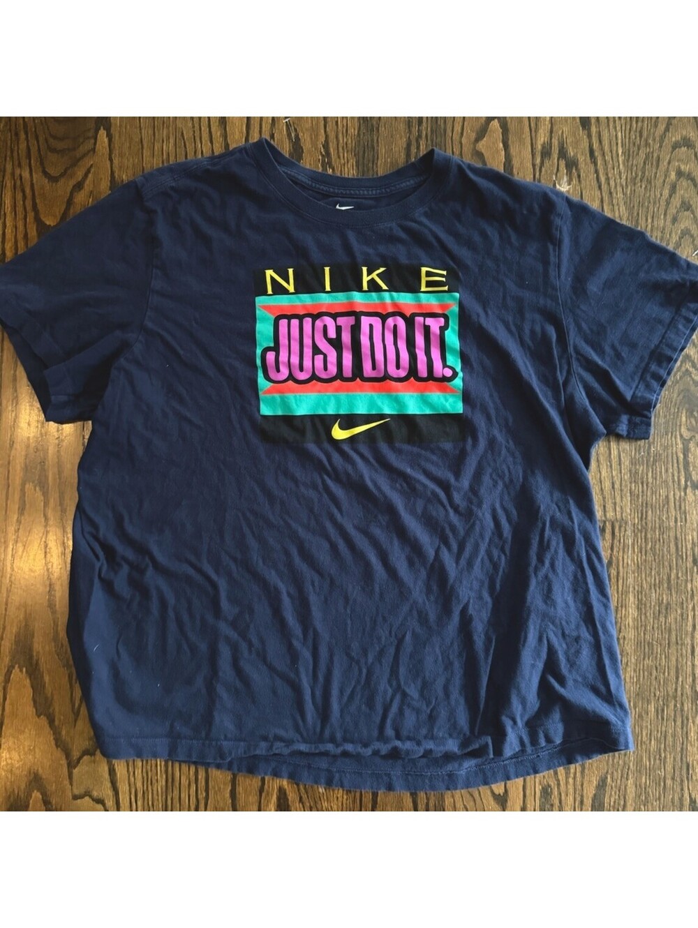 Nike Just Do It T Shirt Mens XXL Navy Blue Retro Graphic Logo Tee 2XL